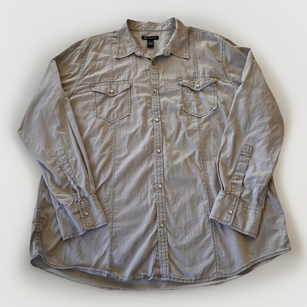 3/$25 Sale! INC Men's‎ Shirt XXL Gray Snap Button Roll Tab Sleeves